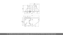 Zawias prawy ze wspornikiem rolki do bramy ISO45 Novoferm nr kat. 36004003 - rysunek techniczny (wymiary)
