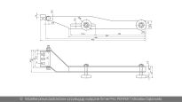 Uchwyt górny lewy z rolkami do bram segmentowych LHI Doco International nr kat. 230114 - rysunek techniczny (wymiary)